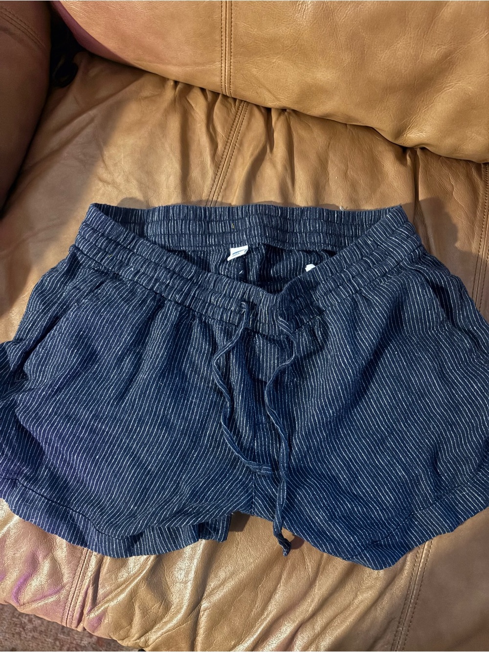 Old Navy Navy Pinstripe Drawstring Shorts